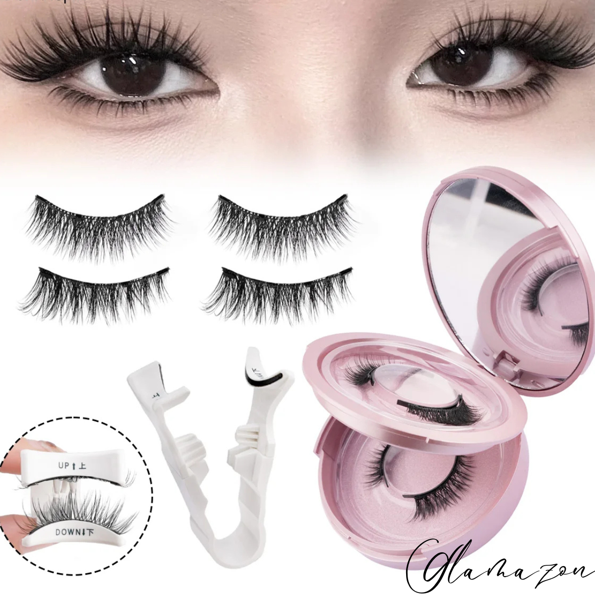 š Glamazon ā Full Volume Statement Magnetic Lashes (2 Pairs + Mirror Case)