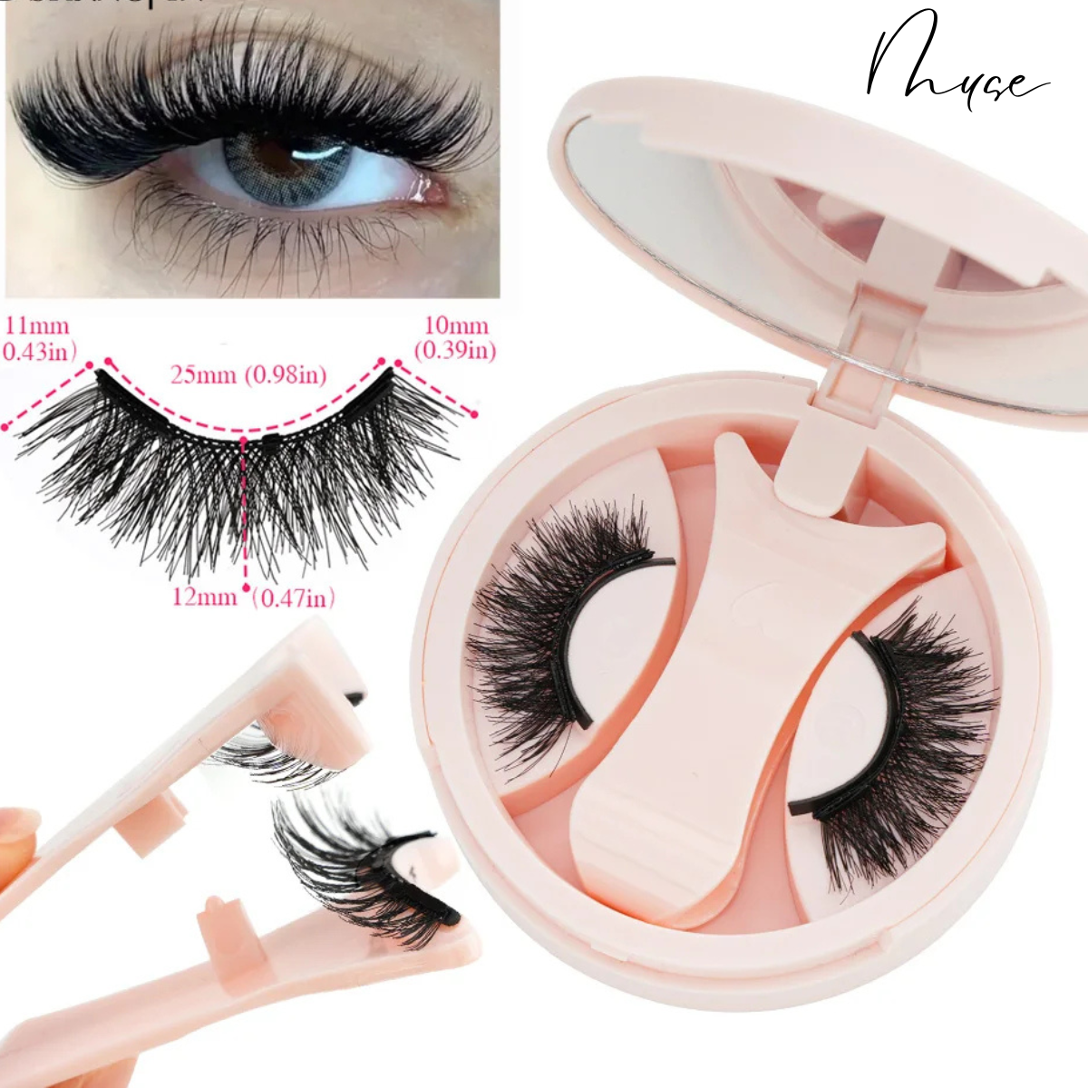 š« Muse ā Wispy Creative Magnetic Lashes (1 Pairs + Mirror Case)