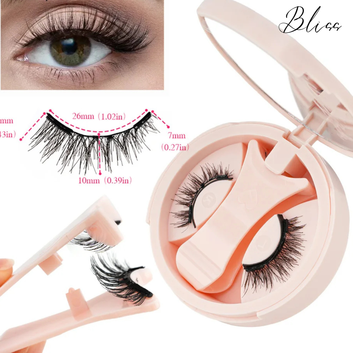 ๐ค Bliss โ Everyday Comfort Magnetic Lashes (1 Pairs + Mirror Case)