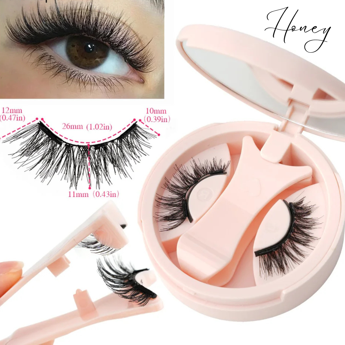 šÆ Honey ā Flirty Everyday Magnetic Lashes (1 Pairs + Mirror Case)