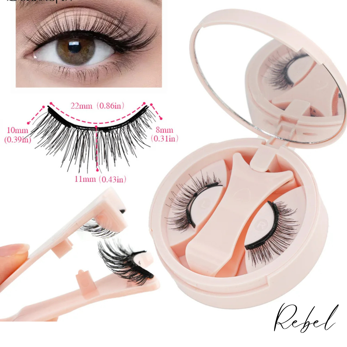 ๐ช Rebel โ Edgy Spiked Magnetic Lashes (1 Pairs + Mirror Case)
