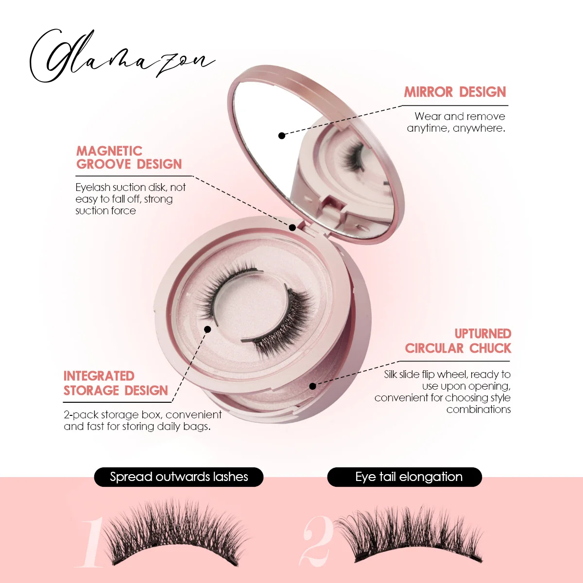 š Glamazon ā Full Volume Statement Magnetic Lashes (2 Pairs + Mirror Case)