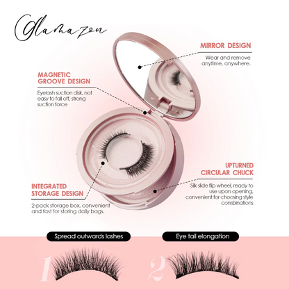 👑 Glamazon – Full Volume Statement Magnetic Lashes (2 Pairs + Mirror Case)